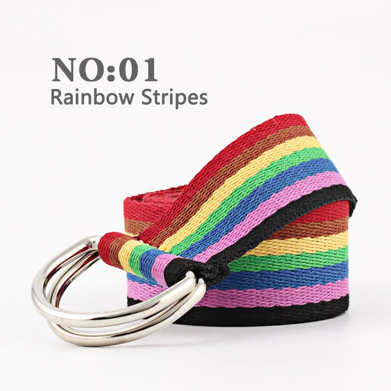 

top Women Fashion Harajuku Belt Red with Canvas Letters Fashionable Unisex Double Ring Female Long Design Belt Origina for Jeans