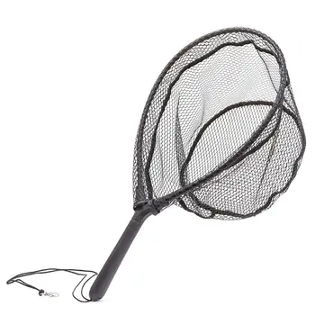 

Foldable Black Soft Landing Hand Dip Net ABS Handle Fly Fishing Nets Mesh Y4UB