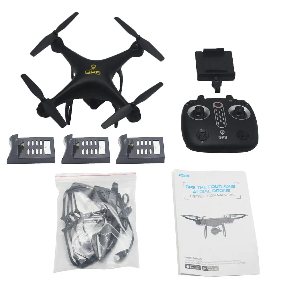 

LH-X25GWF Mini Wifi Control Distance GPS FPV 4-Axis RC Drone with 720P HD Camera LED Light One Key Return 2/3 Batteries