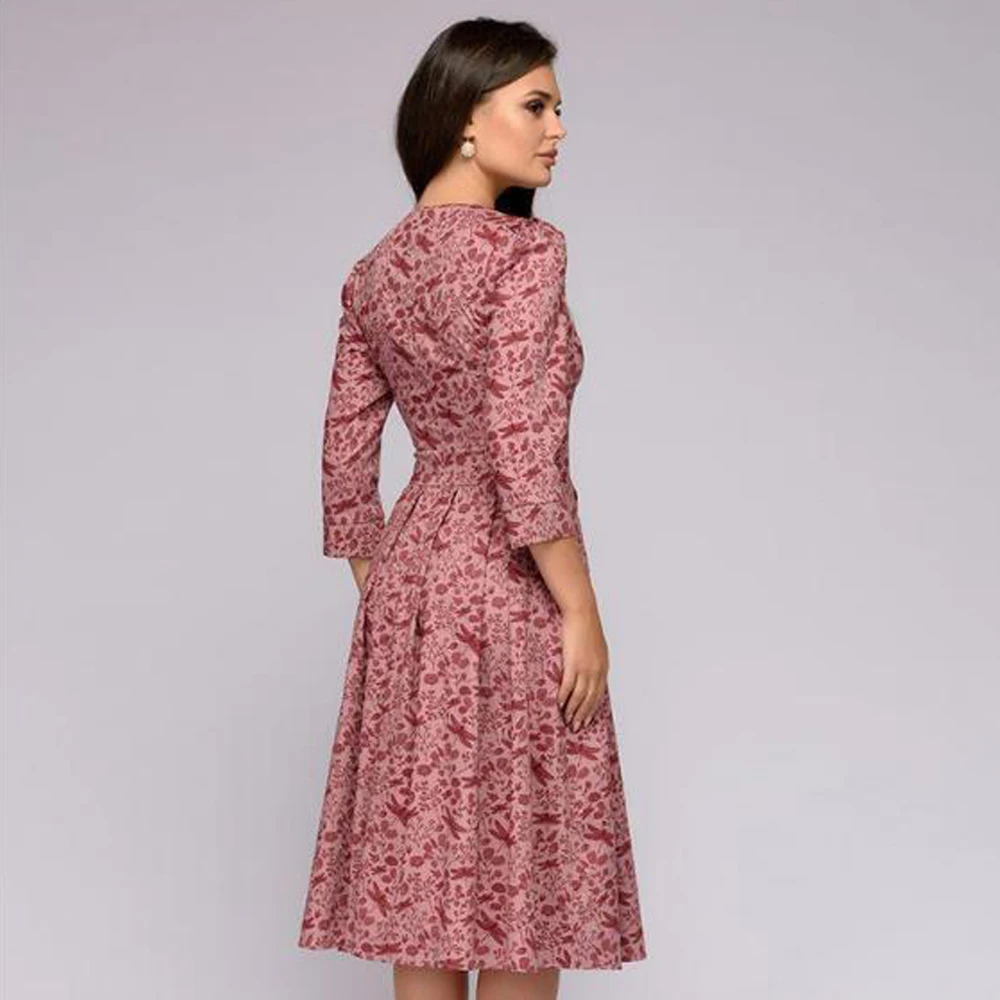 Женские платья Vestidos Женские Элегантные платья а-силуэта Женские винтажные вечерние платья с принтом