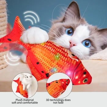

30CM USB Battery Pet Cat Fish Singing Light Toy Charging Simulation Cat Chewing Playing Fish Toy Biting Supplies Dropshiping