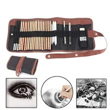 Набор карандашей для рисования карандашей из древесного угля, стираемая ручка, ластик, расширитель карандашей, сумка для переноски