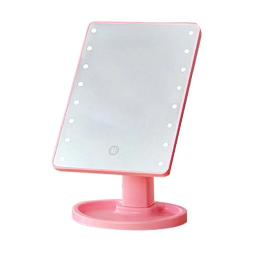 

Compact 360 Degree Rotation Desktop Makeup Mirror 16LED Luminous Touch Screen USB Rechargeable Cosmetic Mirrors