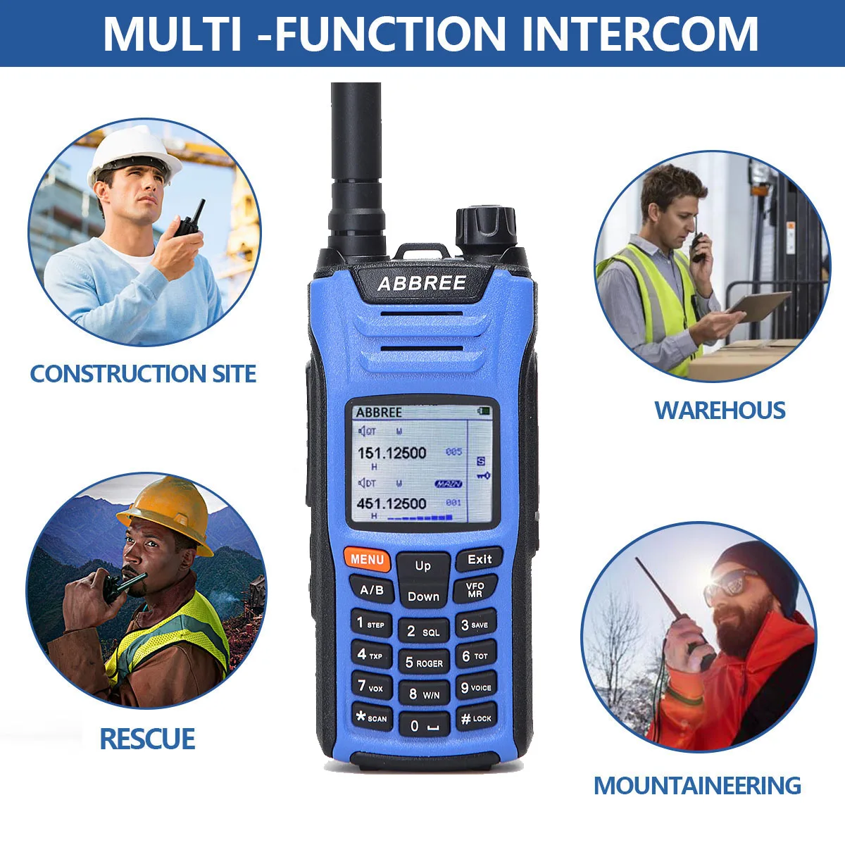 two way walkie talkie ABBREE AR-F6 Walkie Talkie Full Bands police band LCD Color Display Dual Display Dual Standby 999CH VOX DTMF SOS Ham Radio waterproof walkie talkies