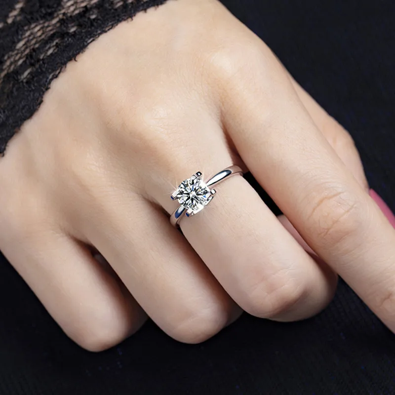 Горячее предложение, 1.0ct-2.0ct, Муассанит, 14 K, настоящее Настоящее Белое золото, обручальные кольца, кольца для женщин, невесты, подруги, Алмазный тест