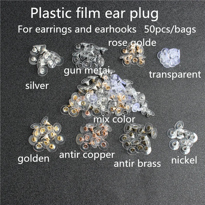 

50pcs Accessories jewelry making Earrings accessories earmuffs UFO earmuffs plastic transparent metal bullet head