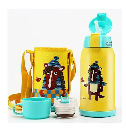 Beddybear бутылка для воды из нержавеющей стали детская Термокружка с животными милый мультяшный стакан с кружка с ремнем