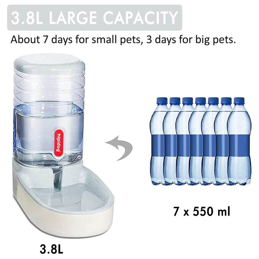 Hipidog Automatic Pet Feeder Small&Medium Pets Automatic Food Feeder and Waterer Set 3.8L, Travel Supply Feeder and Water Dispenser for Dogs Cats Pets