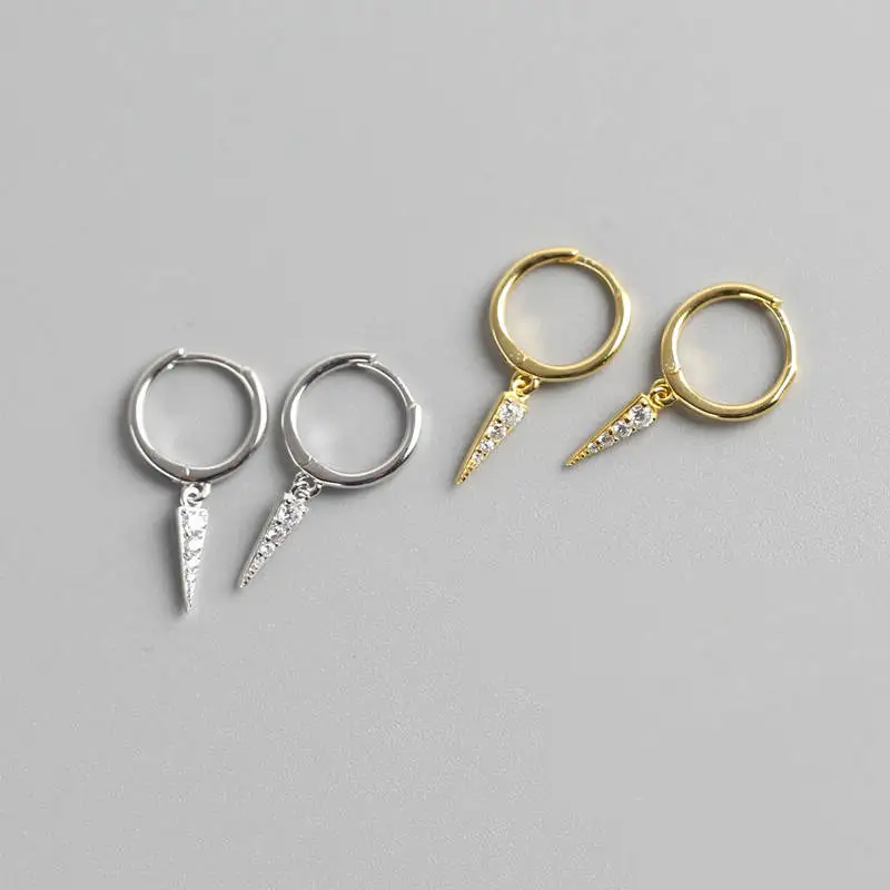 INZATT, настоящее 925 пробы, Silve, геометрические серьги-кольца с цирконом для модных женщин, вечерние ювелирные изделия, минималистичные аксессуары, подарок