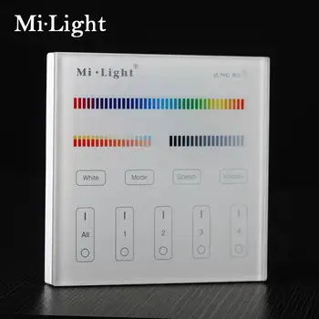 

Mi Light Battery Powered B4 4-Zone RGB+CCT Smart Panel RF Controller For LED Strip Light Lamp Bulb 2xAAA Batteries Touch Screen