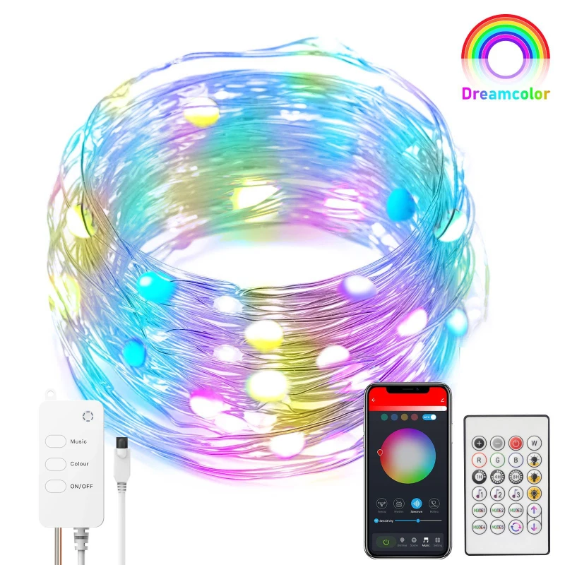 2021 new Tuya WIFI Led String Lights Fairy Light Colorful RGB IP65 Waterproof Music Sync Night Work With Alexa Google Home | Электроника