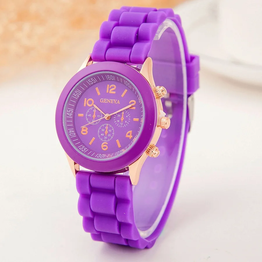 

Foreign Trade Hot Selling Geneva Three-Eyed Silicone Watch Fashion Popular Style Ladies' Watch a Large Amount Currently Availabl