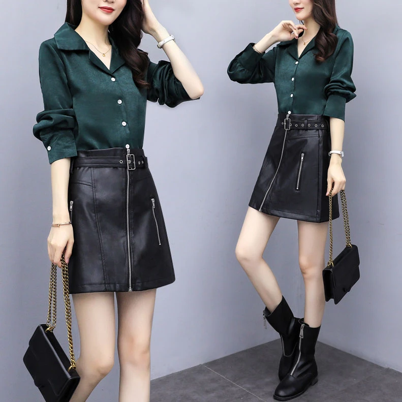 Leather skirt and top set Clearance