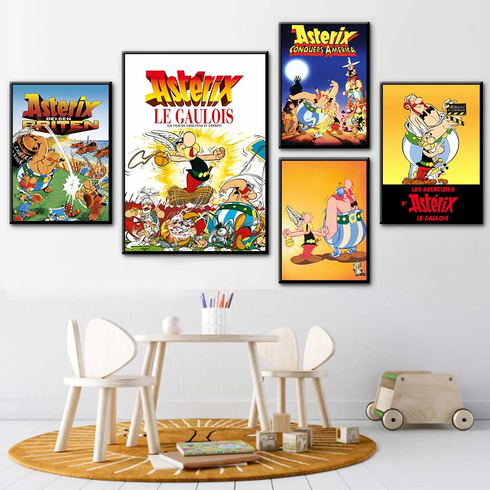 

Asterix Poster France Classic Comic Wall Art Hight Quality Canvas Painting Home Decor For Children's Room