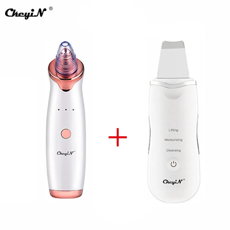 

CkeyiN Ultrasonic Ion Facial Skin Scrubber Electric Vacuum Suction Blackhead Extractor Deep Clean Tool with 4 Probe Dropshipping