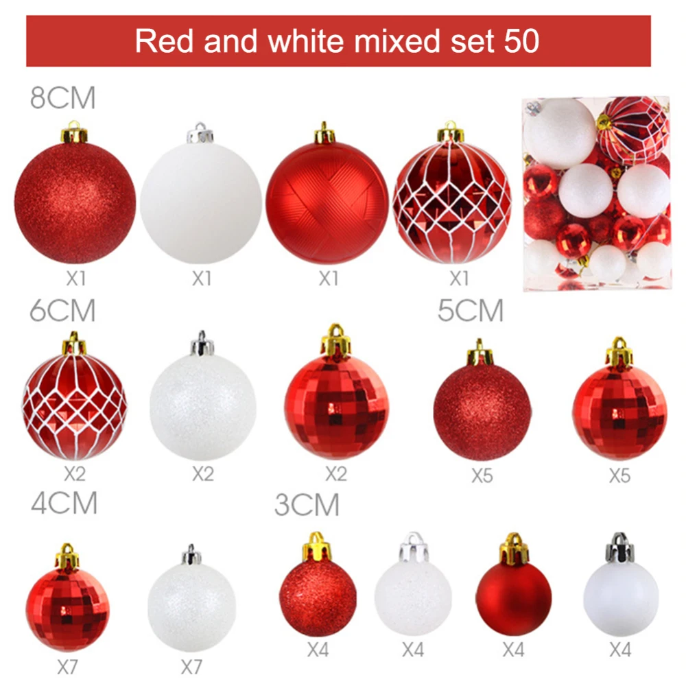 50 Pcs Merry Christmas Tree Decor Ball Ornaments Xmas Tree PVC Ball Hanging Christmas Decorations for Home Navidad - Цвет: A2