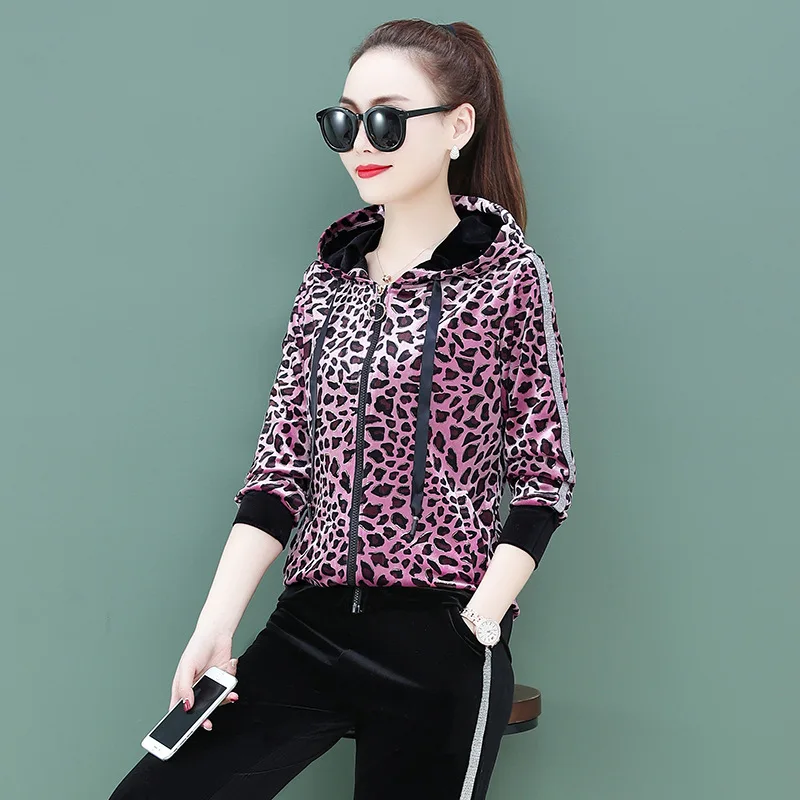 

Autumn Women Sportswear Tracksuit Velvet Loose Hooded Jacket Running Jogger Outfit Casual Workout Set Sport Suit Sweatshirt+pant