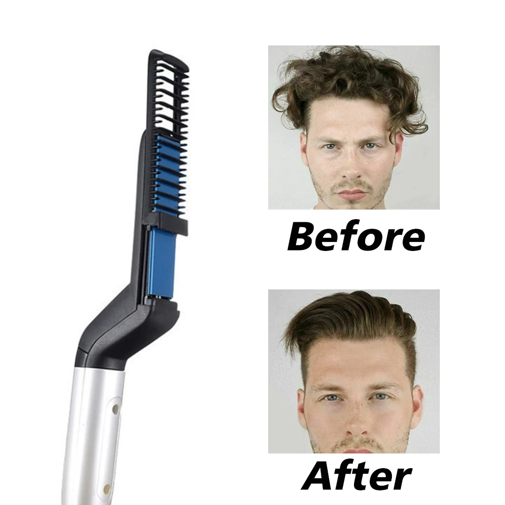 

Men Quick Beard Straightener Styler Comb Multi-functional Hair Curling Curler Show Cap Tool Professional Styler Comb