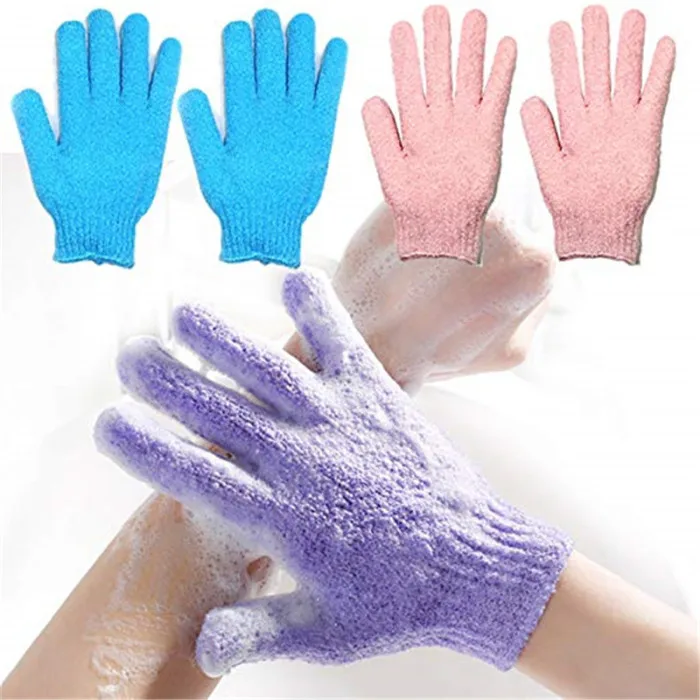 Отшелушивающие перчатки для ванны купальные перчатки с пятью пальцами детское махровое полотенце красочные мягкие Пузырьковые банные полотенце в виде перчатки 2 пары в упаковке