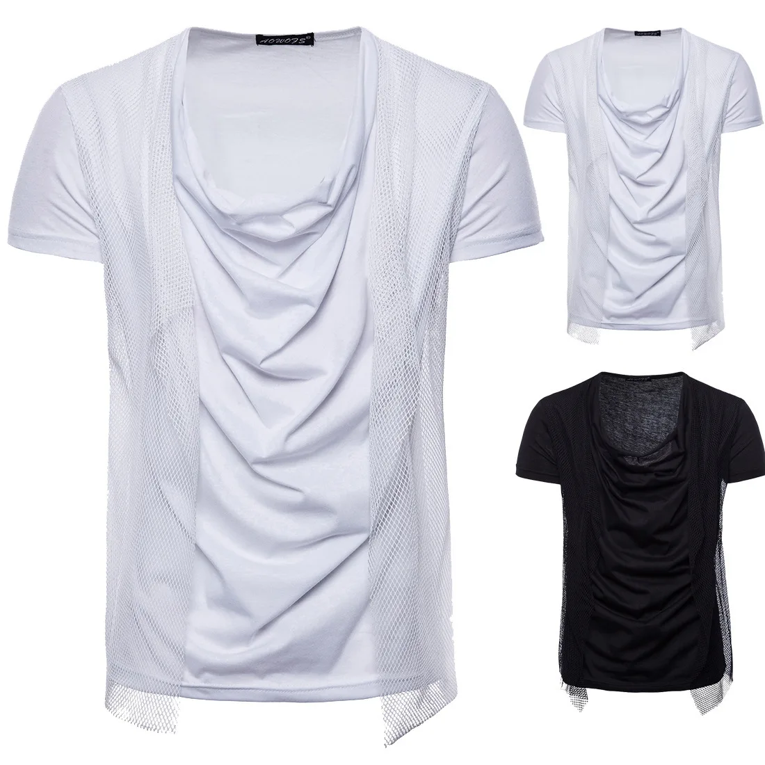 

Summer New Pile Collar Mesh Men's Short Sleeve T-shirt Large T-shirt Men's