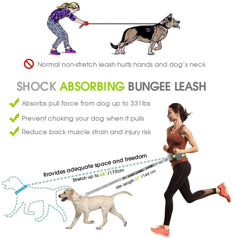 Benepaw Reflective Handsfree Dog Leash With Two Storage Bags 6