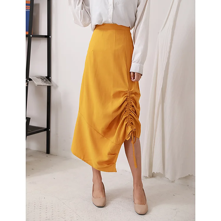 

Special Offer WOMEN'S Dress Processing Spring Solid Color Drawstring Skirt Women's High-waisted Slim Fit Elegant Versatile Skirt