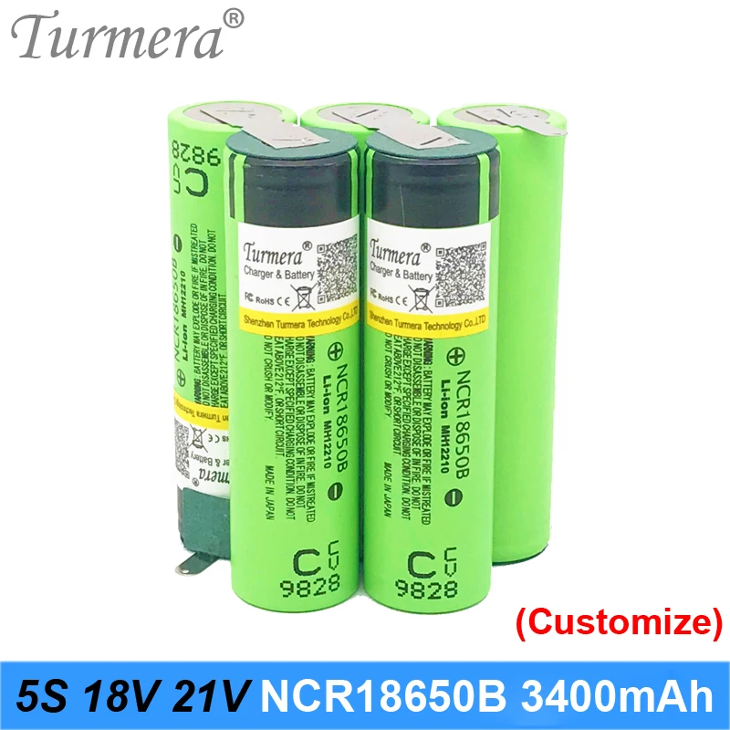 Turmera 18v battery pack ncr18650b battery 3400mah  18650 battery pack for 18650 5s battery vacuum cleaner battery 5s 18v 21 battery for screwdriver battery customize 02