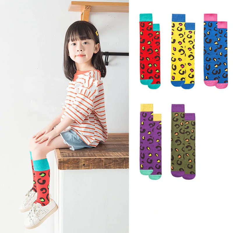 

Fashion Leopard Print Children Socks Autumn Winter Cotton Socks for Girls Boys Casual Sports Socks for Toddlers Knee High Socks