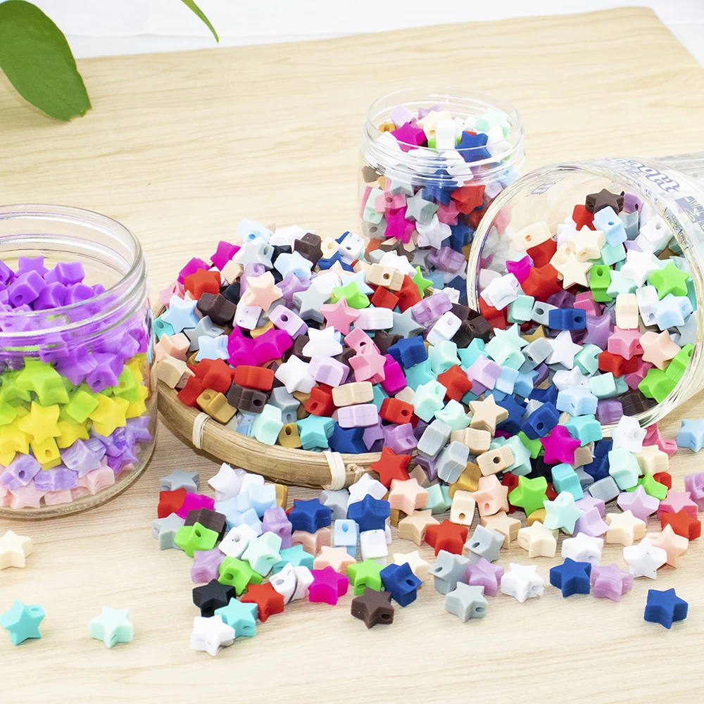 

Star Colorful Beads For Silicone Beads Handmaking DIY Jewelry Silicone Beads For Baby Teether Teething Bracelet Chewable Toys
