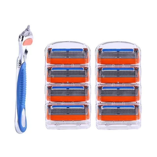1 soporte+ N cuchillas de maquinilla de afeitar para hombre cuchillas de afeitar de 5 capas compatibles con la maquinilla de af - Цвет: 8blades 1 handle