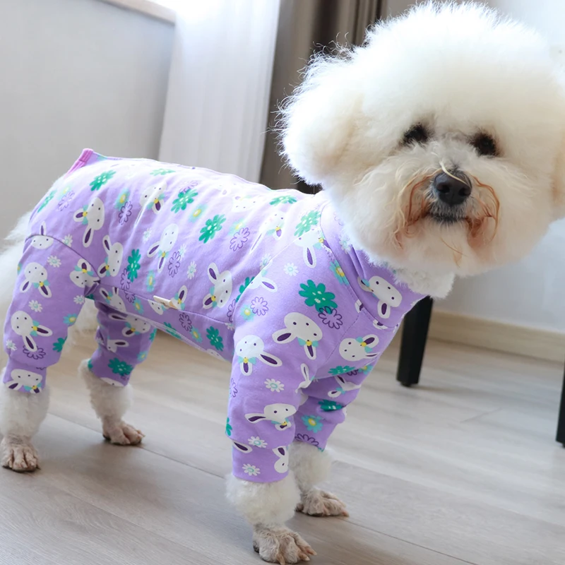macacão para cachorro de pijama algodão fino com estampa de cachorro para chihuahua poodle em casa