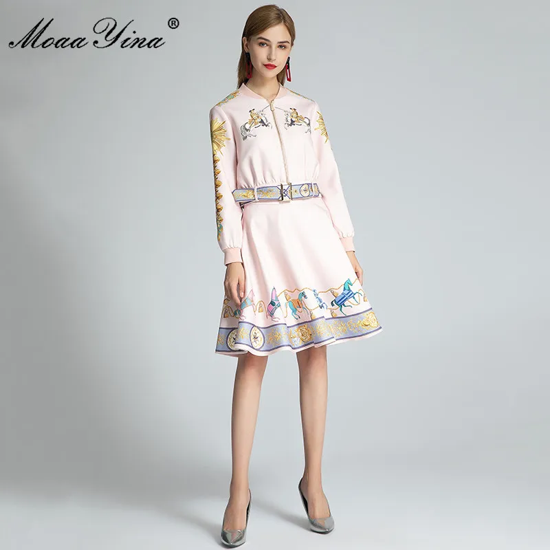 MoaaYina Fashion Set Autumn Women's Dress Long