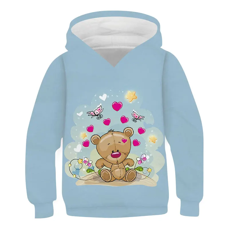 Youth Clothing Spring And Autumn Children's Hoodie Cartoon Bear Print Children's Sweatshirt Children's Clothing 4- 14 Years Old hooded shirt for kids