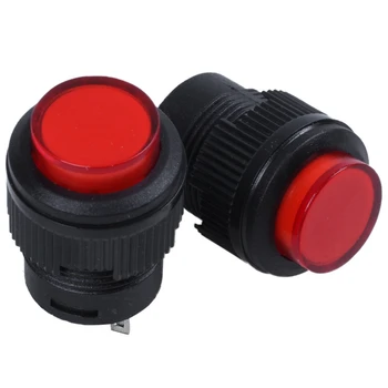 

2 Pcs 4 Terminals Red LED Lamp Momentary Push Button Switch DC 3V
