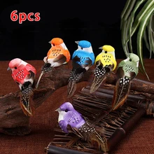 

6pcs Simulation Birds Tree Decor Perched Woodland Fake Feather Birds Garden Decoration Ornament Yard & Garden Decoration