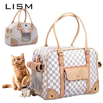 

Luxury PU Leather Carrier Bag For Cats Small Dogs Outdoor Travel Carry Tote Foldable Fashion Pet Carrier Tote Bag Cat Carrier