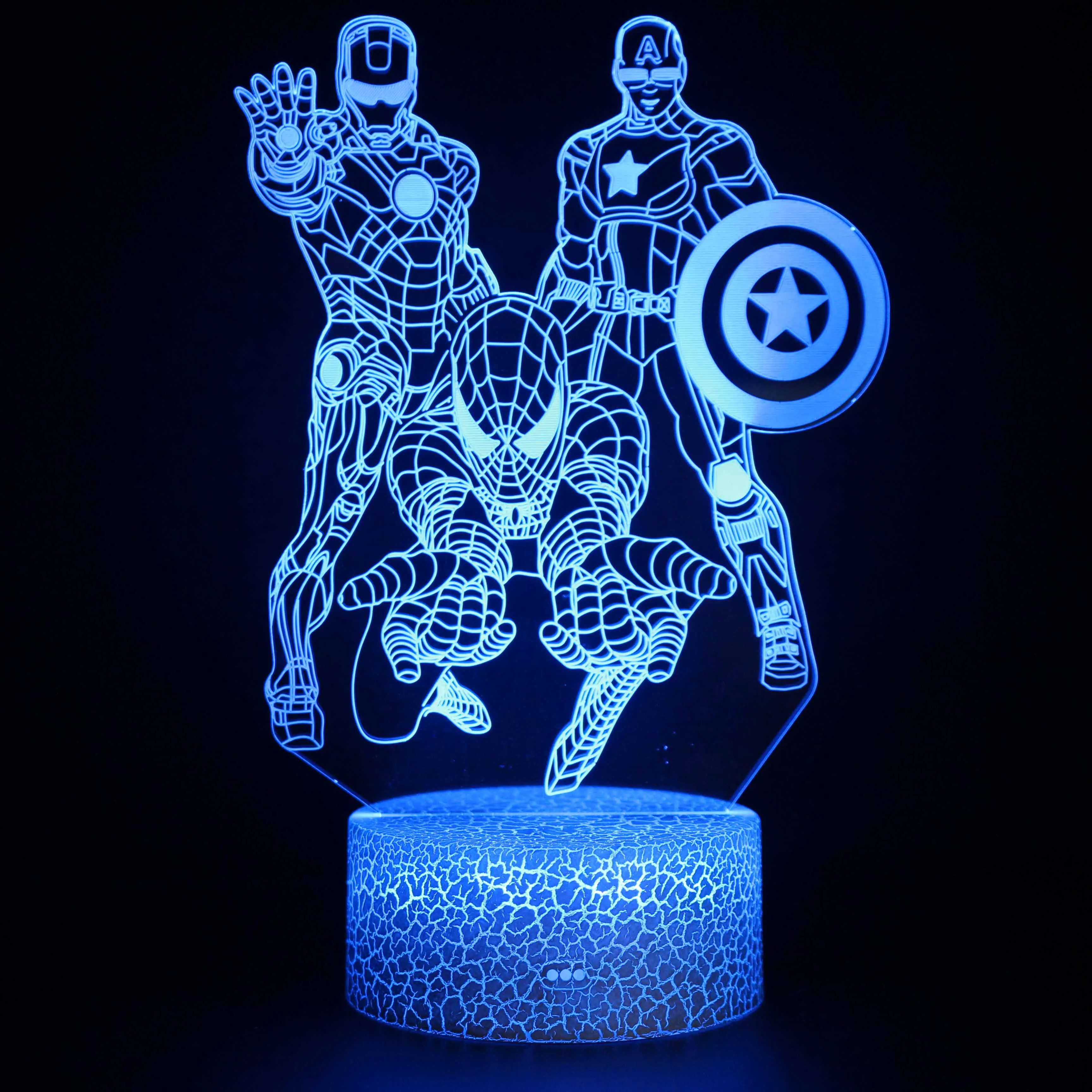 3D ночник из мультфильма мстители светодиодный сенсорный цветной Настольный