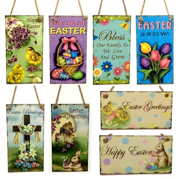 

New Easter Rabbit Egg Wooden Card Pendant Decoration DIY Wood Hanging Crafts Easter Ornaments 2020 Happy Easter Party Home Decor
