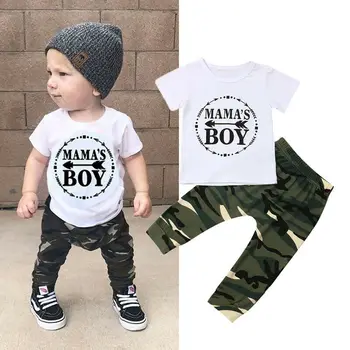 

0-24M Letter Mama's Boy Tops Camouflage Toddler Kids Baby Boys Tops T-shirt Camo Pants Trousers Outfit Clothes Tracksuit
