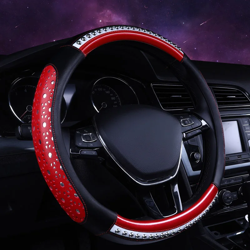 DUKEAUTO автомобильные аксессуары металлические бусины оплетка 15 16 дюймов крышка рулевого колеса 38 см для женщин леди prius D Тип - Название цвета: Красный
