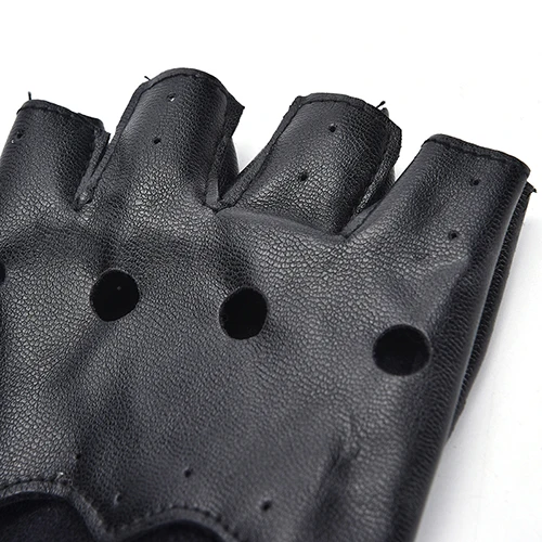 1 пара, женские модные черные перчатки из искусственной кожи с открытыми пальцами, классные перчатки без пальцев, перчатки для мальчика для фитнеса