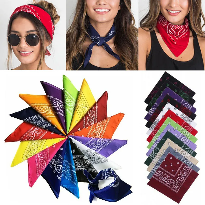 

Women Men Scarf Headband Bandanas Square Head wrap Cotton Head Wrap Neck Wristband Handkerchief Black White Pink
