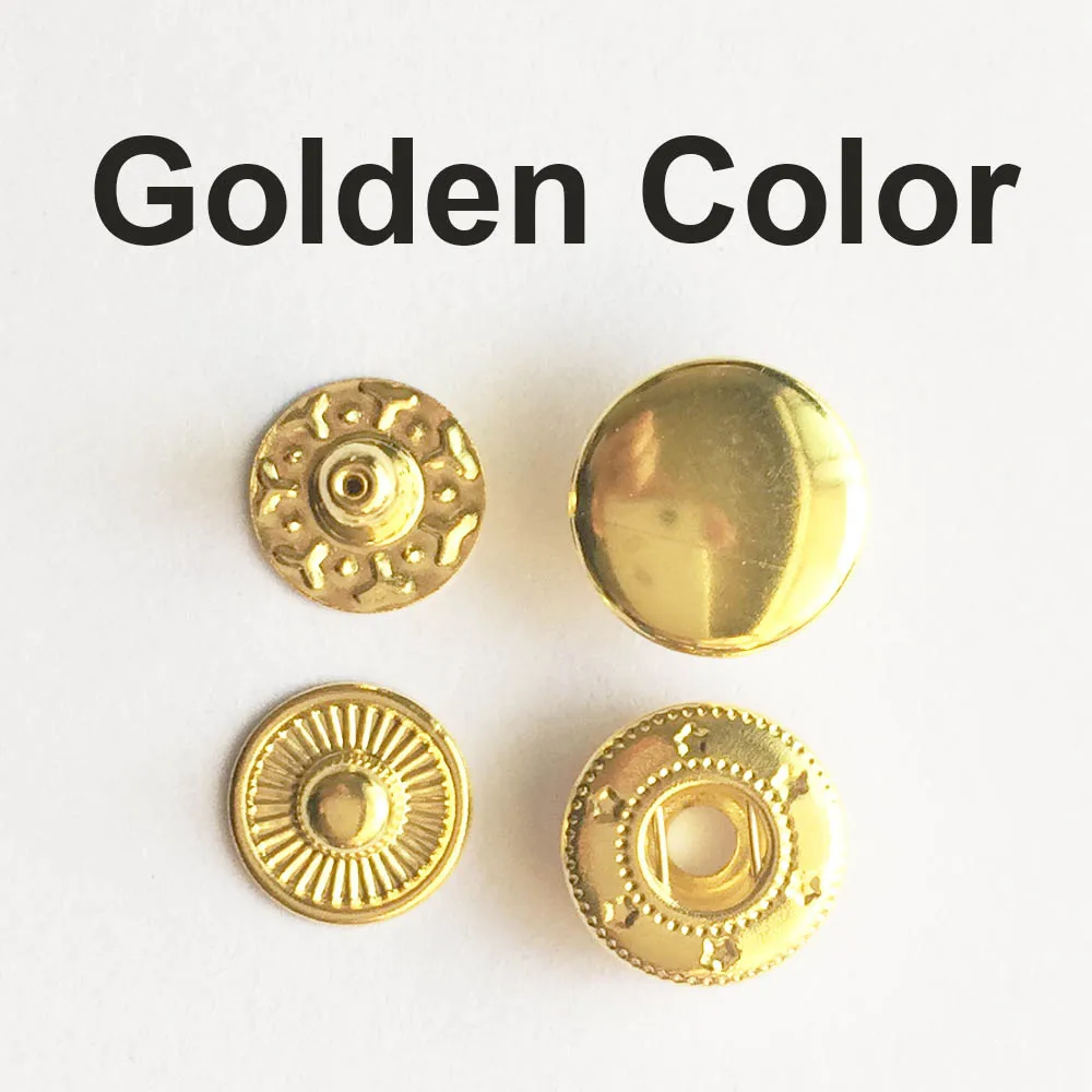 WedDecor 100 Bottoni Automatici A Pressione 4 Parti - 15mm Beige E Argento, Per Cucito, Pelle, Giacche E Fai-Da-Te - 3