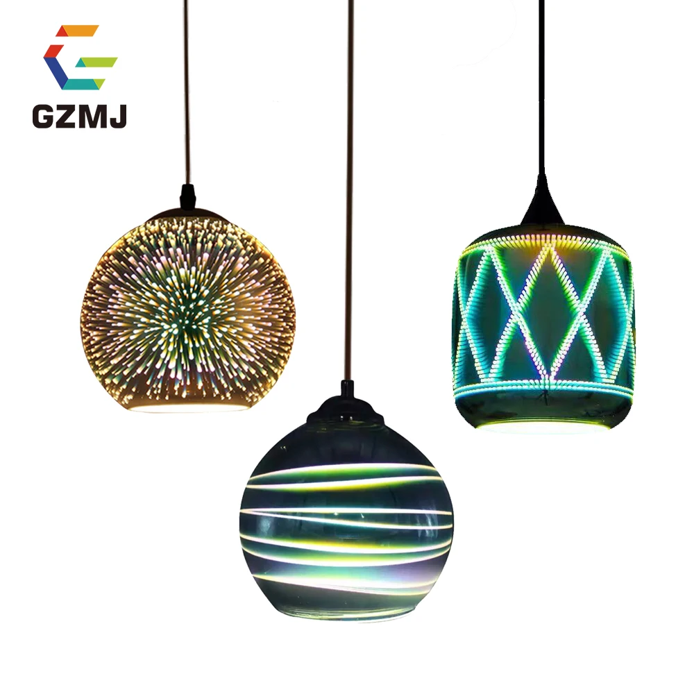 

GZMJ Novelty LED Hanging Lamp 3D Colorful Streak Glass Pendant Lights E27 Modern Hanglamp for Bedroom Dining Room Living Room