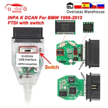 INPA K+DCAN For BMW FTDI FT232RL with Switch inpa K+DCAN K CAN OBD 2 OBD2 For BMW Car Diagnostic Auto Tools K line K line Cable