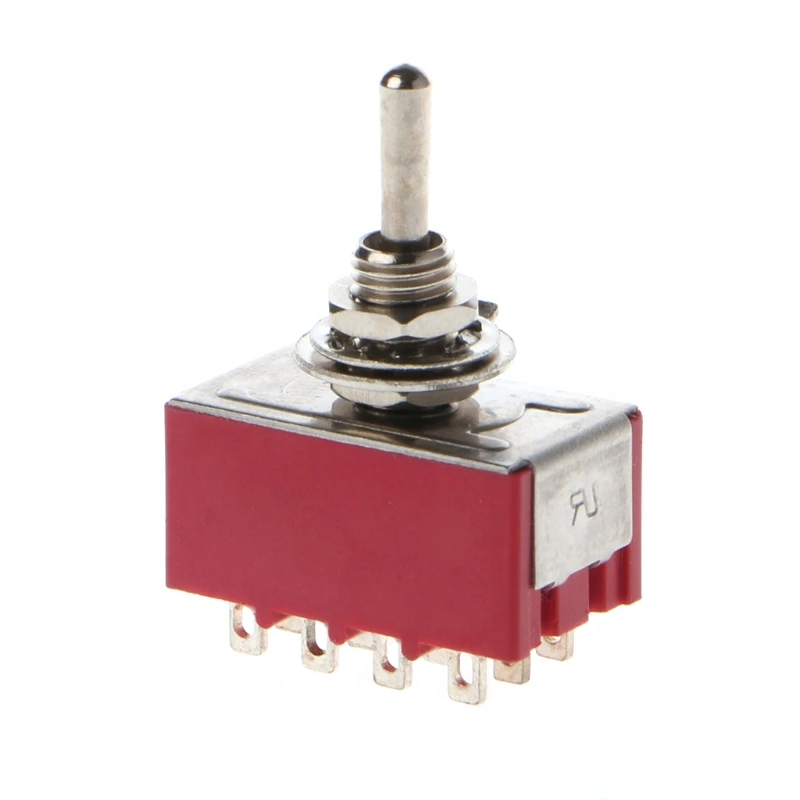 

AC 250V/2A 125V/5A 12-Pin On/On 2 Position 4PDT Mini Toggle Switch Red