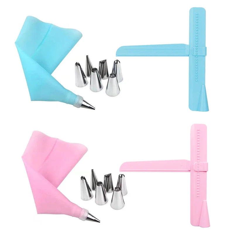 

Silicone Icing Piping Cream Pastry Bag+6 Stainless Steel Nozzle Set Cake Scraper Smoother Adjustable Fondant Spatulas DIY tools