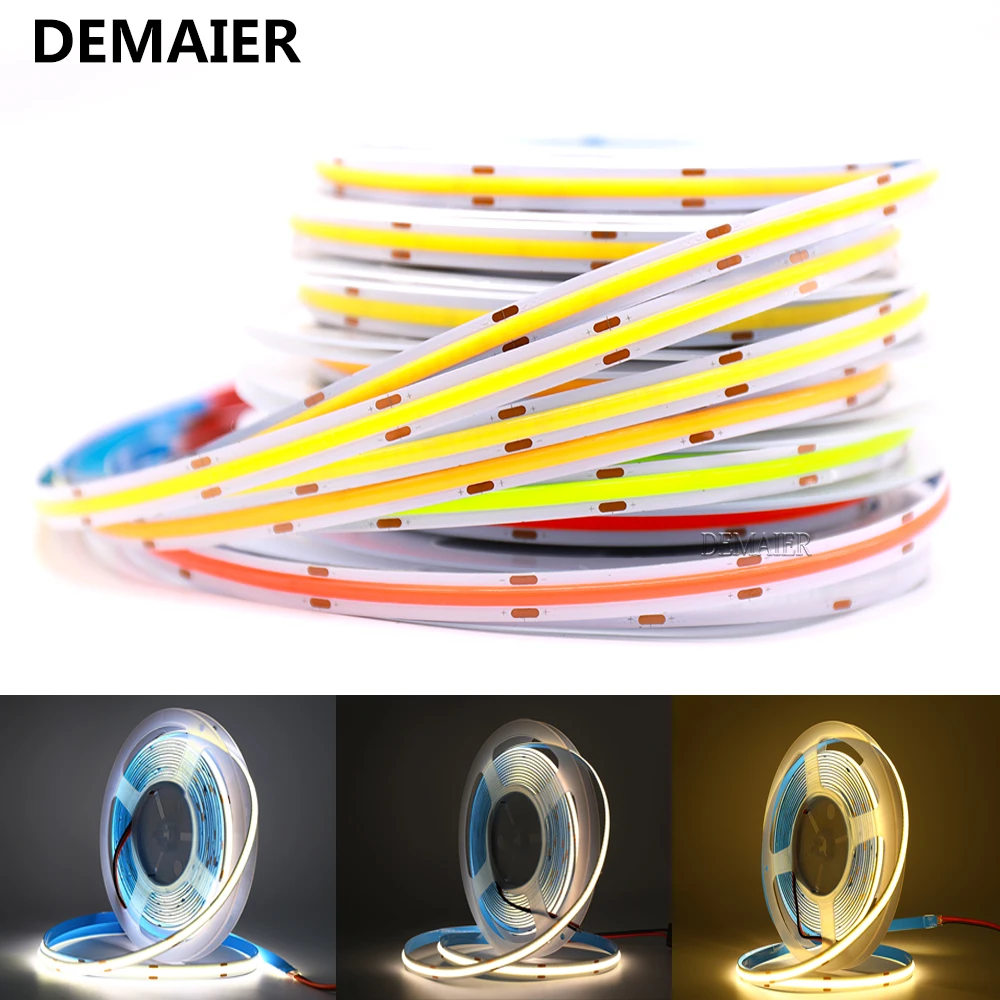 

DC12V 24V 384 528LEDs COB LED bande lumiÃ¨re haute densitÃ© Flexible bande Ã©clairage RA90 haute densitÃ©, 3000K/4000K/6000K
