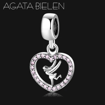 

925 Sterling Silver Flying Dragonfly Fairy with heart Beads Fit Original europeu Charm Bracelets Bangles Jewelry Making