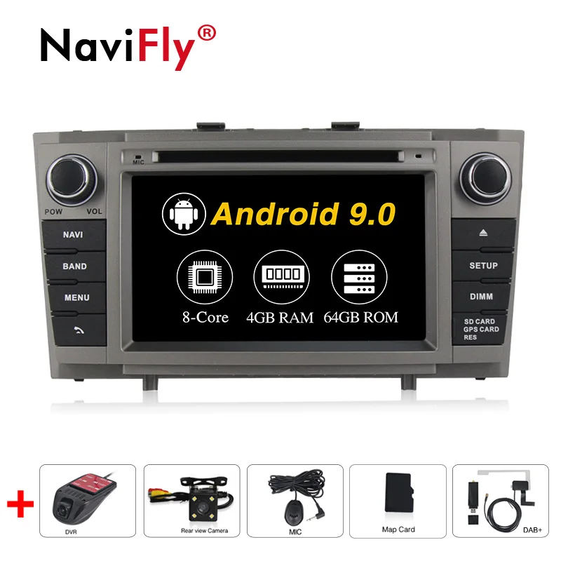 8Core 4+ 64G Android 9,0 автомобильный DVD стерео мультимедийная Главная панель для Toyota Avensis T27 2009- wifi gps Навигация Радио Аудио wifi - Цвет: 8Core Camera DVR DAB